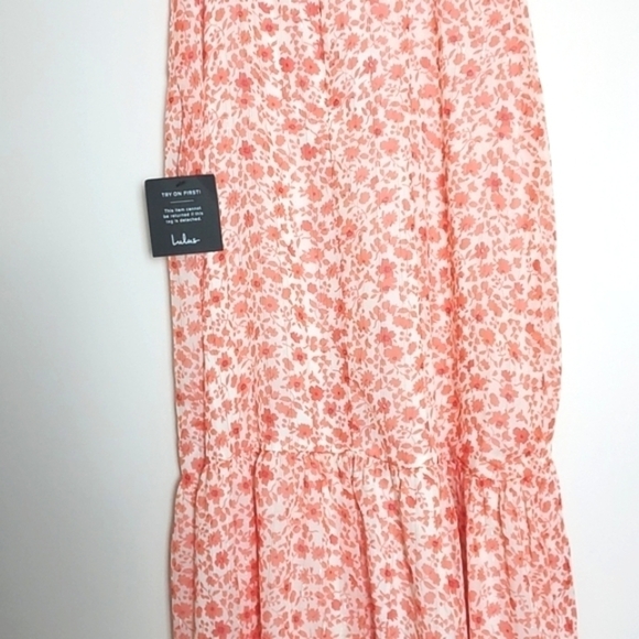 NEW Lulus Total Radiance Maxi Dress Ivory Floral Button-Front Orange Small - Picture 9 of 16